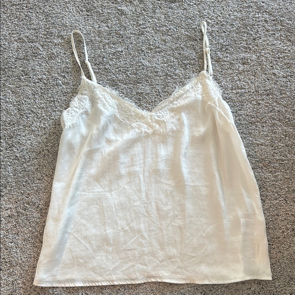 White Lace Trim Cami Top